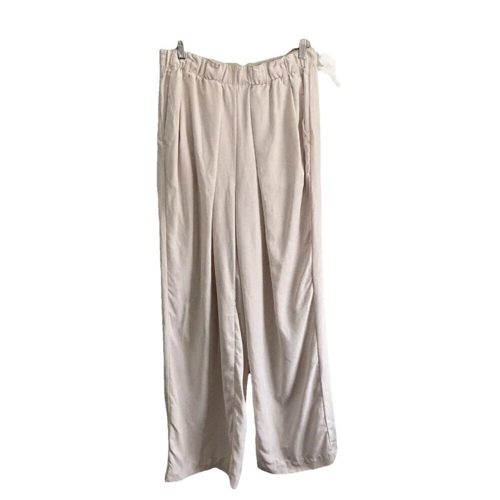 Free People Beach Wide Leg Pants Medium Ivory Pull On Hip Pockets